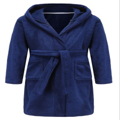 E.W Apparel Kids Boys Girls Hooded Towelling Bathrobe Dressing Gown Soft Terry Cloth Robe(Navy,11-12 Years)