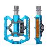Mountain Bike Pedals - Dual Function Flat and Clipless Pedal - Bicycle Pedals with Reflectors Clipless Compatible, Platform Pedals for BMX Spin Exercise Peloton Trekking Bike (Blue) view 1