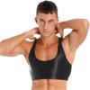 Daenrui Men Sissy Shiny Glossy Crop Top Sports Sleeveless Gym Tank Top Shirt Cropped Half Tee Blouse Black Large view 2