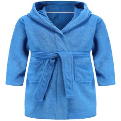 E.W Apparel Kids Boys Girls Hooded Towelling Bathrobe Dressing Gown Soft Terry Cloth Robe(Blue,9-10 Years)