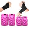 ADLIKES Knee and Elbow Pads Protective Gear Set (6pc) for Cycling Running Volleyball Crashproof Antislip for Women Men Adults Fuchsia S
