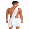 Zaldita Men's Sexy Toga Costume One Shoulder Ancient Greek Cosplay Outfit for Halloween Party White Large view 3