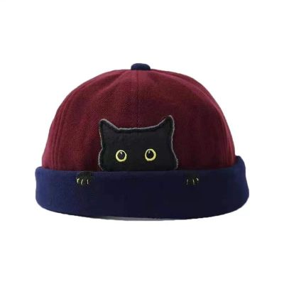 Brimless Beanie Hat for Men & Women Fashion Cute Melon Cap Hats Rolled Cuff Sailor Skull Docker Caps for Kids & Adults (Color : Deep red, Size : 52)