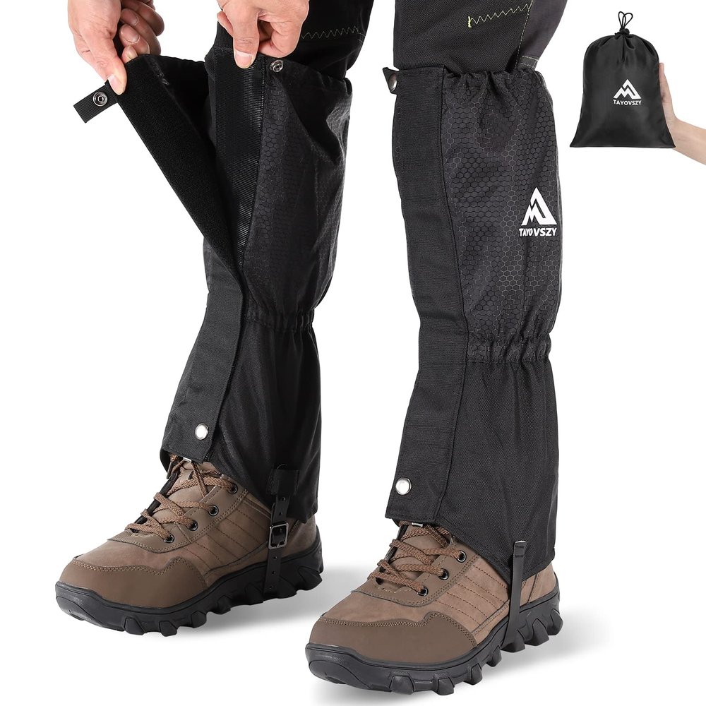 Gaiters for Women and Men Waterproof and Breathable, Adjustable Lightweight Gaiters for Hunting, Mountaineering, Snow Boots (Black)
