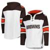 47 Men's Cleveland Browns Heather Gray Gridiron Lace-Up Pullover Hoodie view 1