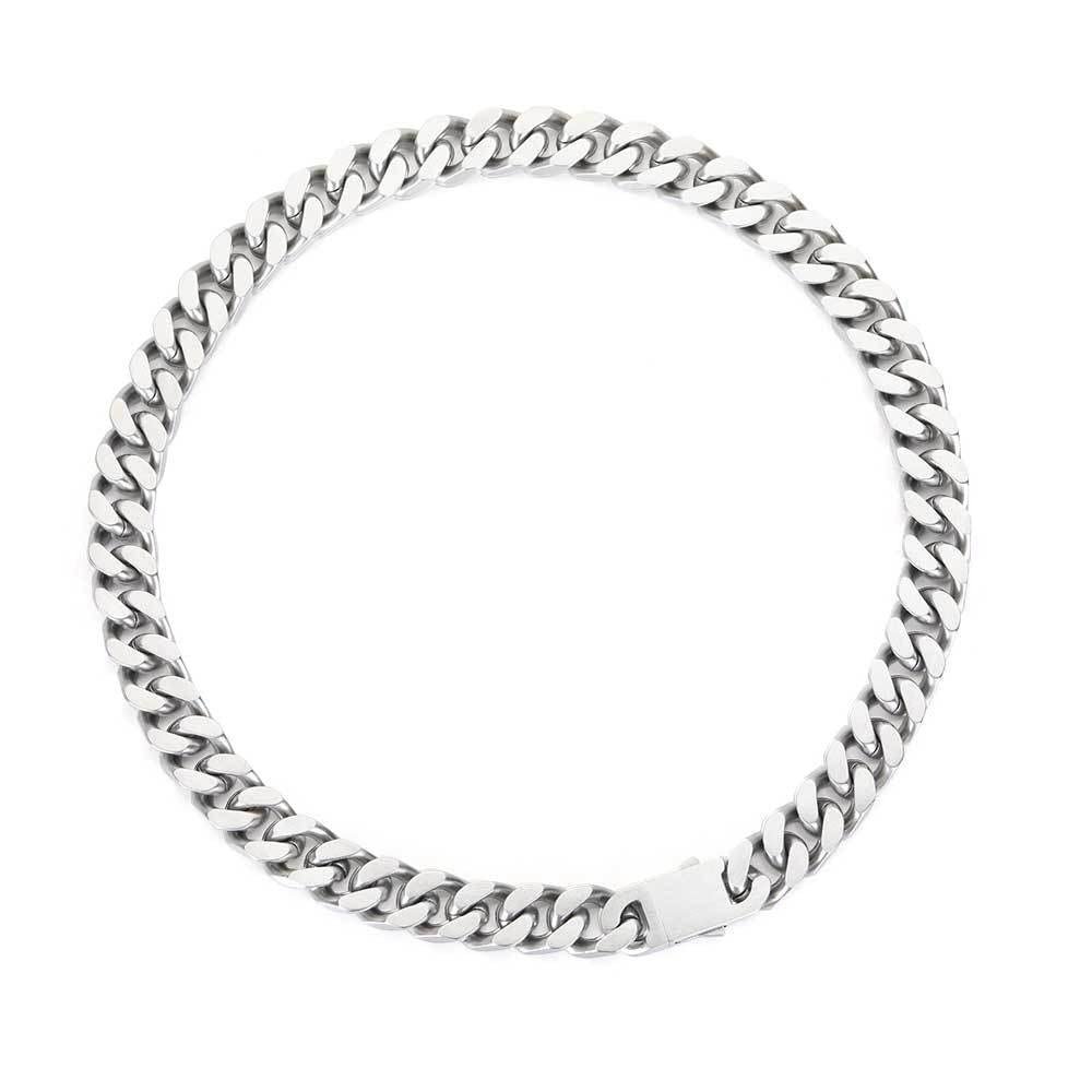 12mm Miami Cuban Link Chain for Men Women 316L Stainless Steel Man Hiphop Silver Color Choker Necklace 16/18/20/22/24/26 Inches (width 12mm 24 inches)