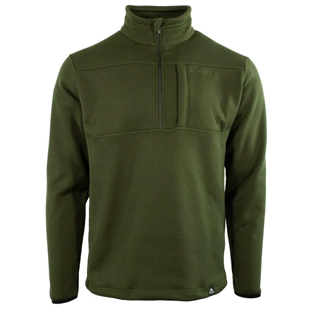Pnuma Outdoors Durango Fleece Pullover, Olive, Insulated Polyester, Breathable, Quarter Zip, YKK Zippers (DU-FP-OL)