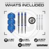 Winmau Advance 500 Series Tungsten Steeltip Darts Set with Flights and Shafts (Stems) - Available in Blue and Green (Blue, 24g) view 2