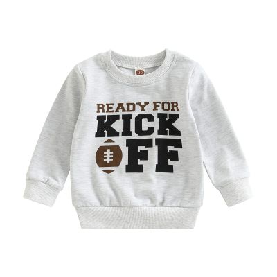 MoZiKQin Toddler Baby Boy Girl Football Sweatshirt Long Sleeve Pullover Sweater Tops Thanksgiving Outfit Fall Clothes (Ready for Kick Off,2-3T)