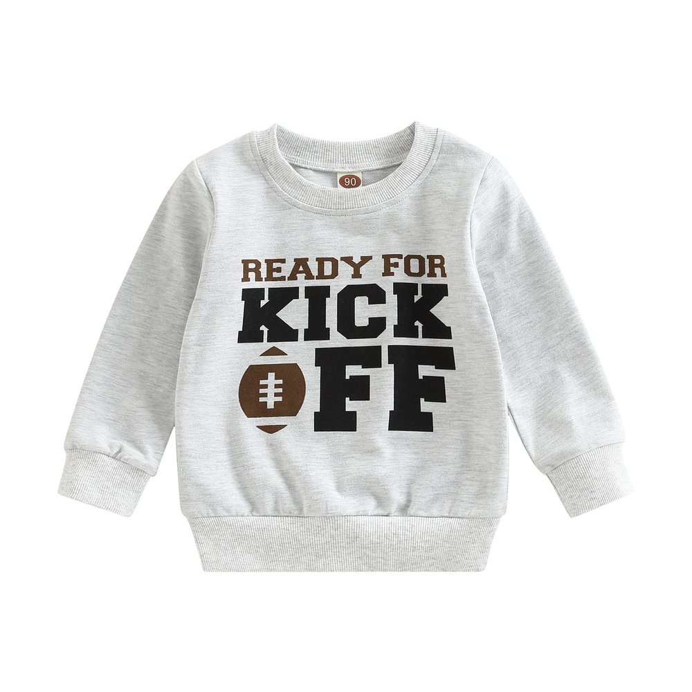 MoZiKQin Toddler Baby Boy Girl Football Sweatshirt Long Sleeve Pullover Sweater Tops Thanksgiving Outfit Fall Clothes (Ready for Kick Off,2-3T)