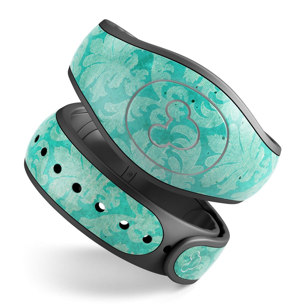 Design Skinz Deep Teal Luxury Pattern Premium Vinyl Decal Wrap Cover for The Disney MagicBand 1 (Fits MagicBand 1 for Disney Parks)