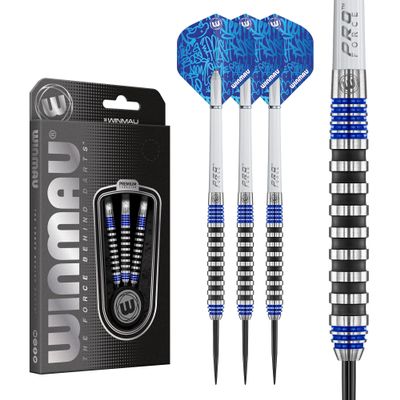 Winmau Advance 500 Series Tungsten Steeltip Darts Set with Flights and Shafts (Stems) - Available in Blue and Green (Blue, 22g)