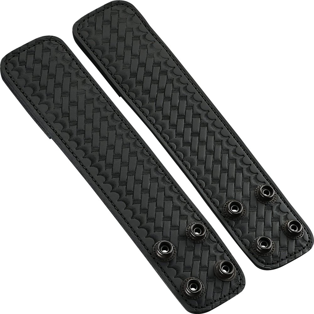 Perfect Fit Duty Belt Keeper Double Width 1.75 inch for Belts 2 1/4 inch wide, Basketweave Leather and Hidden Snap 2 Pack