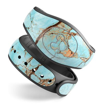 Design Skinz Cracked Teal Stone Premium Vinyl Decal Wrap Cover for The Disney MagicBand 1 (Fits MagicBand 1 for Disney Parks)