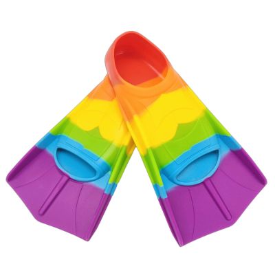 Fadgesy Swimming Training Fins,Comfortable Silicone Flippers for Swimming and Diving,Size Suitable Kids Girls Boys Adults (Small, Six Colorful-B)
