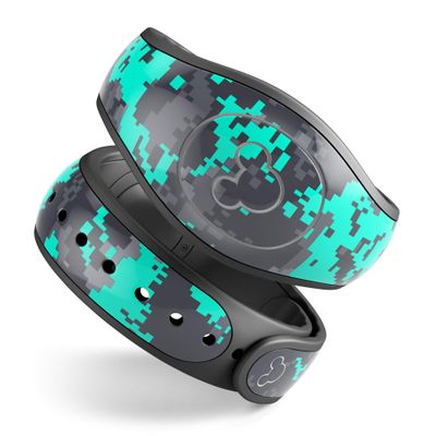 Design Skinz Bright Teal and Gray Digital Camouflage Premium Vinyl Decal Wrap Cover for The Disney MagicBand 1 (Fits MagicBand 1 for Disney Parks)