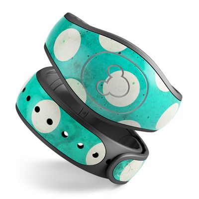 Design Skinz Dark Teal and White Polka Dots Pattern Premium Vinyl Decal Wrap Cover for The Disney MagicBand+ (Fits MagicBand+ for Disney Parks)