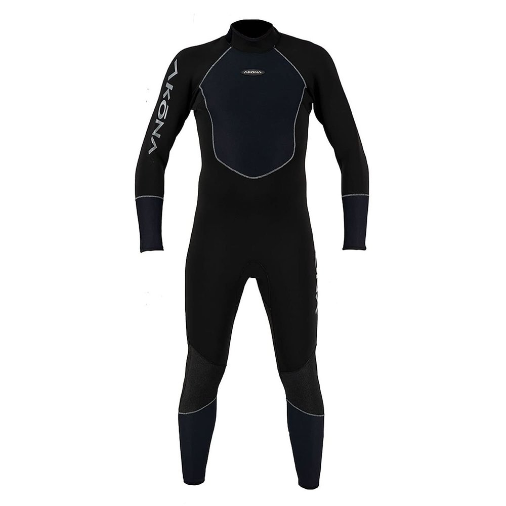 AKONA Men's 3mm Full Suit. Quantum Stretch Neoprene. Designed to Keep You Warm in The Waters Between 70 and 85 Degrees. Suitable for Scuba, Snorkeling, Paddle Boarding, Kayaking, or Surfing - Large