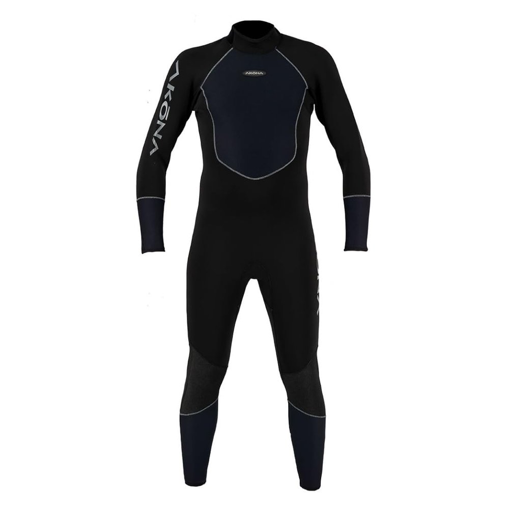 AKONA Men's 3mm Full Suit. Quantum Stretch Neoprene. Designed to Keep You Warm in The Waters Between 70 and 85 Degrees. Suitable for Scuba, Snorkeling, Paddle Boarding, Kayaking, or Surfing - Large
