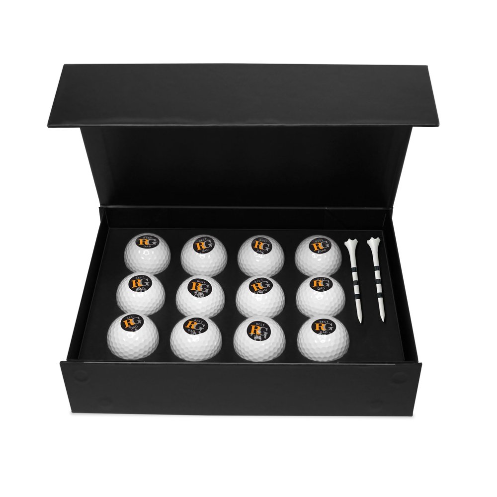 Infusion Personalized Golf Ball Gift Set - Monogrammed Golf Balls - 12 Custom Golf Balls Plus 2 Tees (GB-40)
