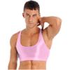 Daenrui Men Sissy Shiny Glossy Crop Top Sports Sleeveless Gym Tank Top Shirt Cropped Half Tee Blouse Pink X-Large view 3