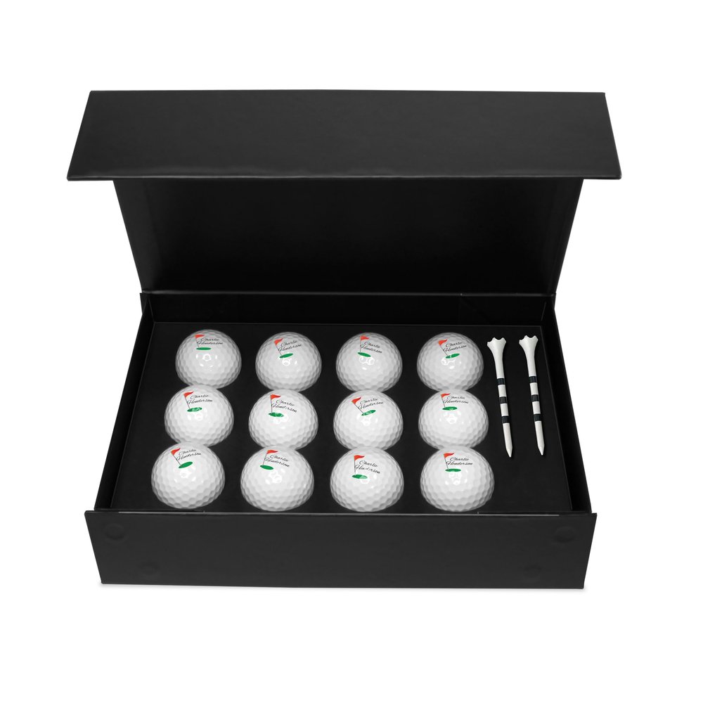 Infusion Personalized Golf Ball Gift Set - Monogrammed Golf Balls - 12 Custom Golf Balls Plus 2 Tees (GB-87)