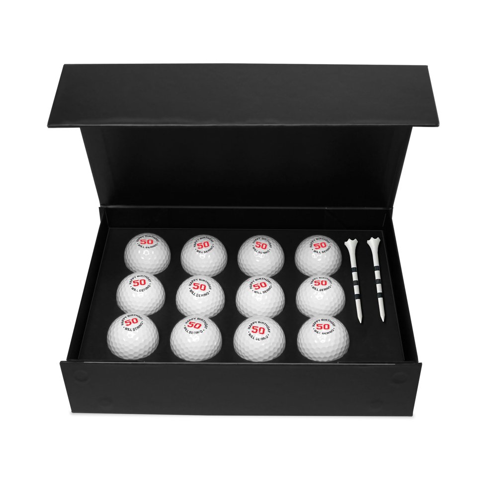 Infusion Personalized Golf Ball Gift Set - Monogrammed Golf Balls - 12 Custom Golf Balls Plus 2 Tees (GB-24)