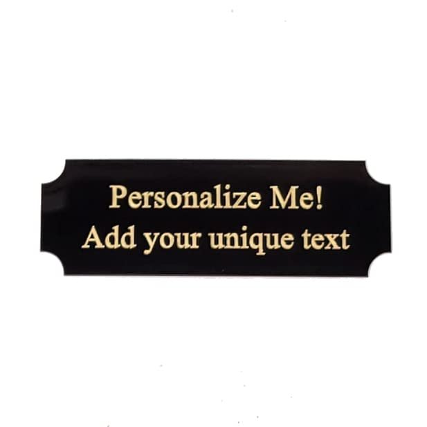 Size: 2.875" W x 0.875" H | Personalized Trophy Award Name Plates Engraved | Custom Metal Perpetual Plaques with Stick on Adhesive Tape (2-7/8" W x 7/8" H, Black Brass (Gold Letters))