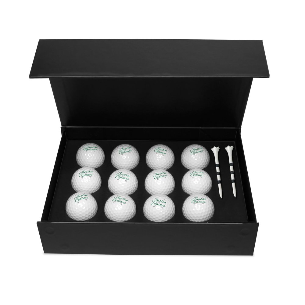 Infusion Personalized Golf Ball Gift Set - Monogrammed Golf Balls - 12 Custom Golf Balls Plus 2 Tees (GB-15)