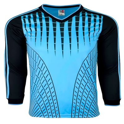 Men's Goalkeeper Soccer Jersey, Padded Goalie Shirt with Sponge Protector (Sky/Black, AL)