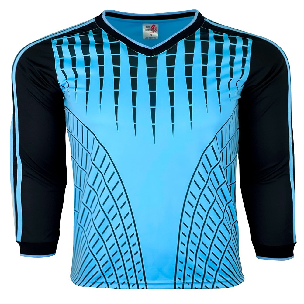 Men's Goalkeeper Soccer Jersey, Padded Goalie Shirt with Sponge Protector (Sky/Black, AL)