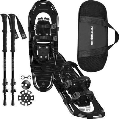 Retrospec Drifter Snowshoes & Trekking Poles Bundle with Adjustable Bindings - Lightweight Aluminum Snow Shoes for Women & Men - All Terrain Hiking & Winter Sports