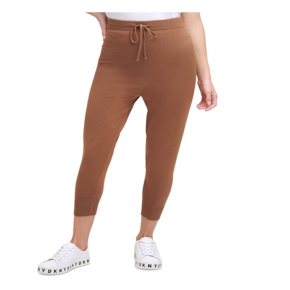 DKNY Womens Knit Drawstring Jogger Pants Brown XL