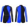 easyforever Girl's Sequins Rhinestones Dance Leotard Biketard Mesh Long Sleeves Patchwork Jumpsuit Bodysuit Dancewear Royal Blue 6 Years view 3