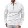 Rela Bota Mens Long Sleeve Polo Shirt Zip Stripe Shirt Casual Golf Polo Shirts for Men Slim Fit White XXL view 1