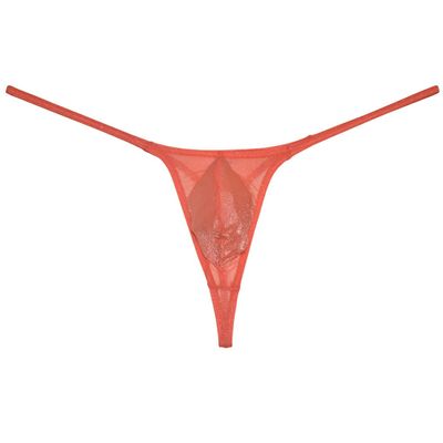 Mens Shiny Mesh String Thong Underwear Sheer T-Back Minimum Coverage Contour Pouch Tangas Orange L