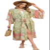 R.Vivimos Women's Vintage Floral Print Beach Boho Cardigan Kimono Maxi Swimwear Cover up Dress Wrap (Small, LightGreen#2) view 1