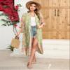 R.Vivimos Women's Vintage Floral Print Beach Boho Cardigan Kimono Maxi Swimwear Cover up Dress Wrap (Small, LightGreen#2) view 3