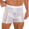 FreebilyMen's Shiny Oily Glossy Sheer Boxer Briefs Trunks Shorts High Elastic Panties Underwear White X-Large view 3