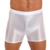 easyforever Mens Shiny Glossy Oily Tight Panties Shorts Trunks Nylon Sheer High Elastic Underwear White X-Large view 1