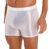 easyforever Mens Shiny Glossy Oily Tight Panties Shorts Trunks Nylon Sheer High Elastic Underwear White X-Large view 2