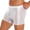 easyforever Mens Shiny Glossy Oily Tight Panties Shorts Trunks Nylon Sheer High Elastic Underwear White X-Large view 4