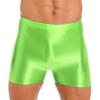easyforever Mens Shiny Glossy Oily Tight Panties Shorts Trunks Nylon Sheer High Elastic Underwear FluorescentGreen Large view 1