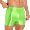 easyforever Mens Shiny Glossy Oily Tight Panties Shorts Trunks Nylon Sheer High Elastic Underwear FluorescentGreen Large view 3