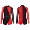 easyforever Girl's Sequins Rhinestones Dance Leotard Biketard Mesh Long Sleeves Patchwork Jumpsuit Bodysuit Dancewear Red 6 Years view 3