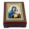 Needzo Rosary Box Madonna Icon Box Virgin Mary Box for Prayer Beads Jewelry Eternal Bloom Madonna and Christ Wooden Keepsake Holder 5 nch, Religious Gift view 1