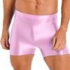 easyforever Mens Shiny Glossy Oily Tight Panties Shorts Trunks Nylon Sheer High Elastic Underwear Pink X-Large view 2