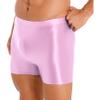 easyforever Mens Shiny Glossy Oily Tight Panties Shorts Trunks Nylon Sheer High Elastic Underwear Pink X-Large view 4