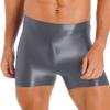 easyforever Mens Shiny Glossy Oily Tight Panties Shorts Trunks Nylon Sheer High Elastic Underwear Grey Large view 2