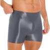 easyforever Mens Shiny Glossy Oily Tight Panties Shorts Trunks Nylon Sheer High Elastic Underwear Grey Large view 3